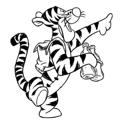 Раскраска Тигра идёт в поход