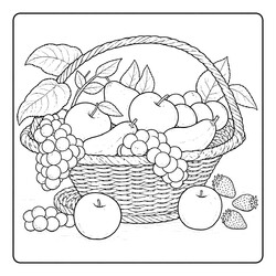 Раскраска Корзинка с фруктами