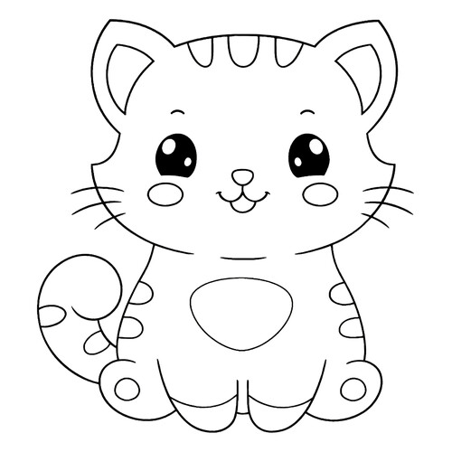 Раскраска Весёлый котик с румянами