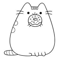 Раскраска Пушин ест пончик