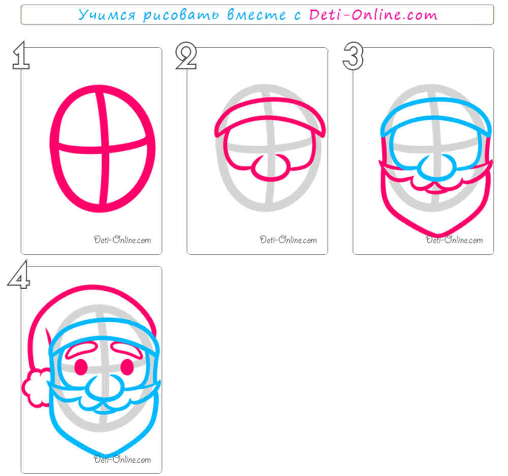 Как нарисовать лицо Деда Мороза