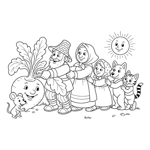 Раскраска Тянут репку
