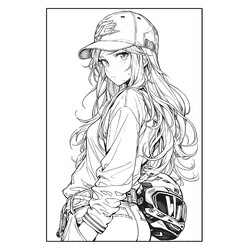 Раскраска Аниме девушка в кепке