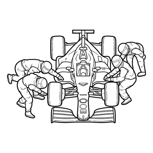 Раскраска Пит-стоп на Формуле-1
