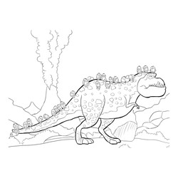 Раскраска Миньоны и динозавр