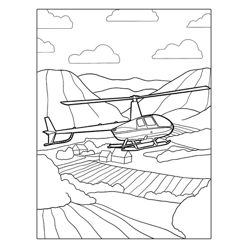 Раскраска Лёгкий вертолёт Робинсон R44