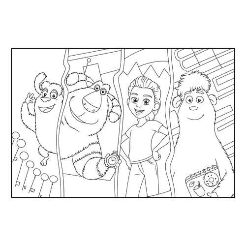 Раскраска Посыльный, Финник, Кристина и Кудряшка