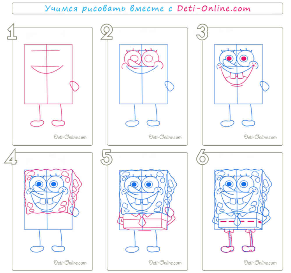 Картинки как рисовать спанч боба