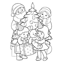 Дед Мороз и Снегрочка дарят подарки детям