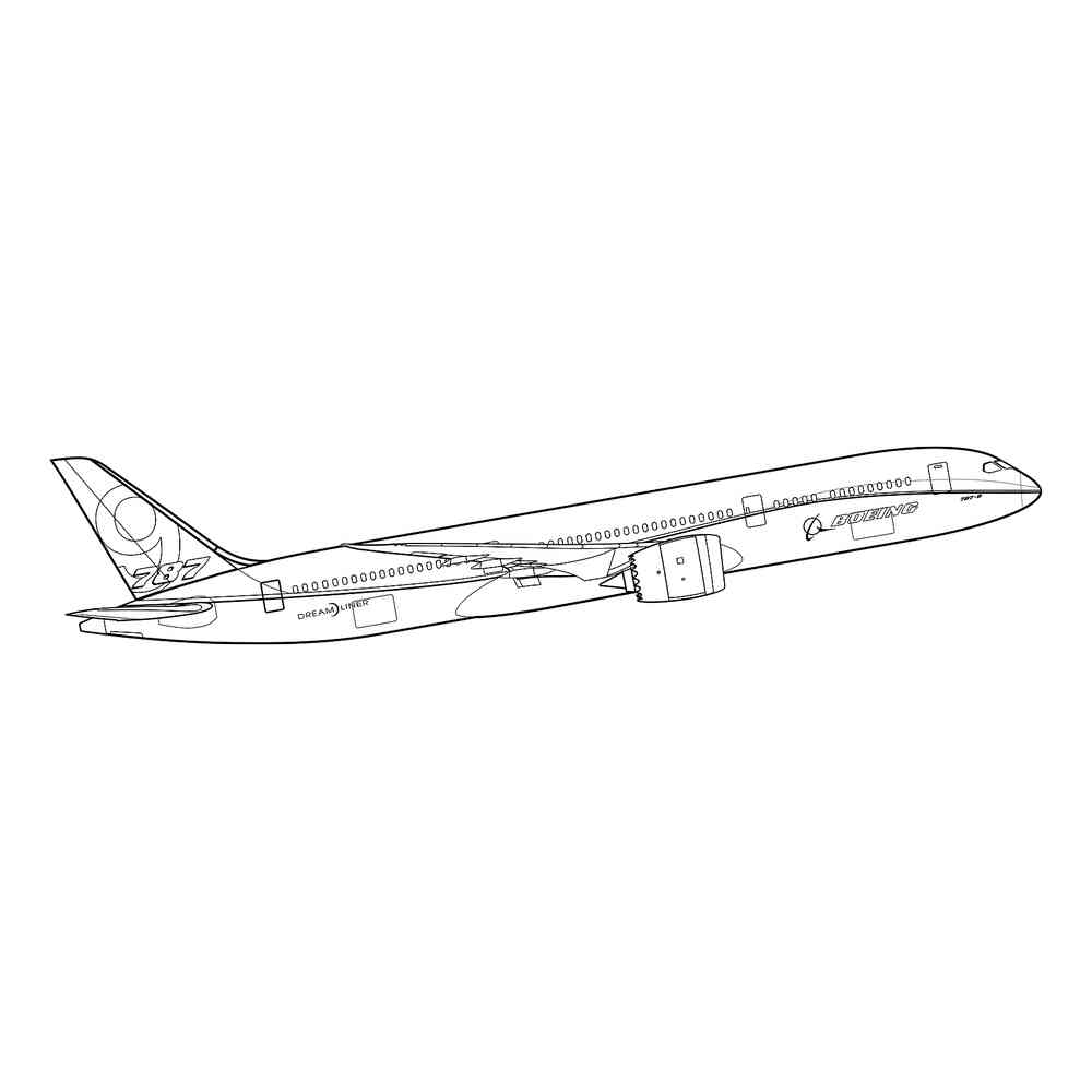 Раскраска Боинг 787 | распечатать раскраски для детей