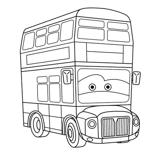 Раскраска Милый двухэтажный автобус