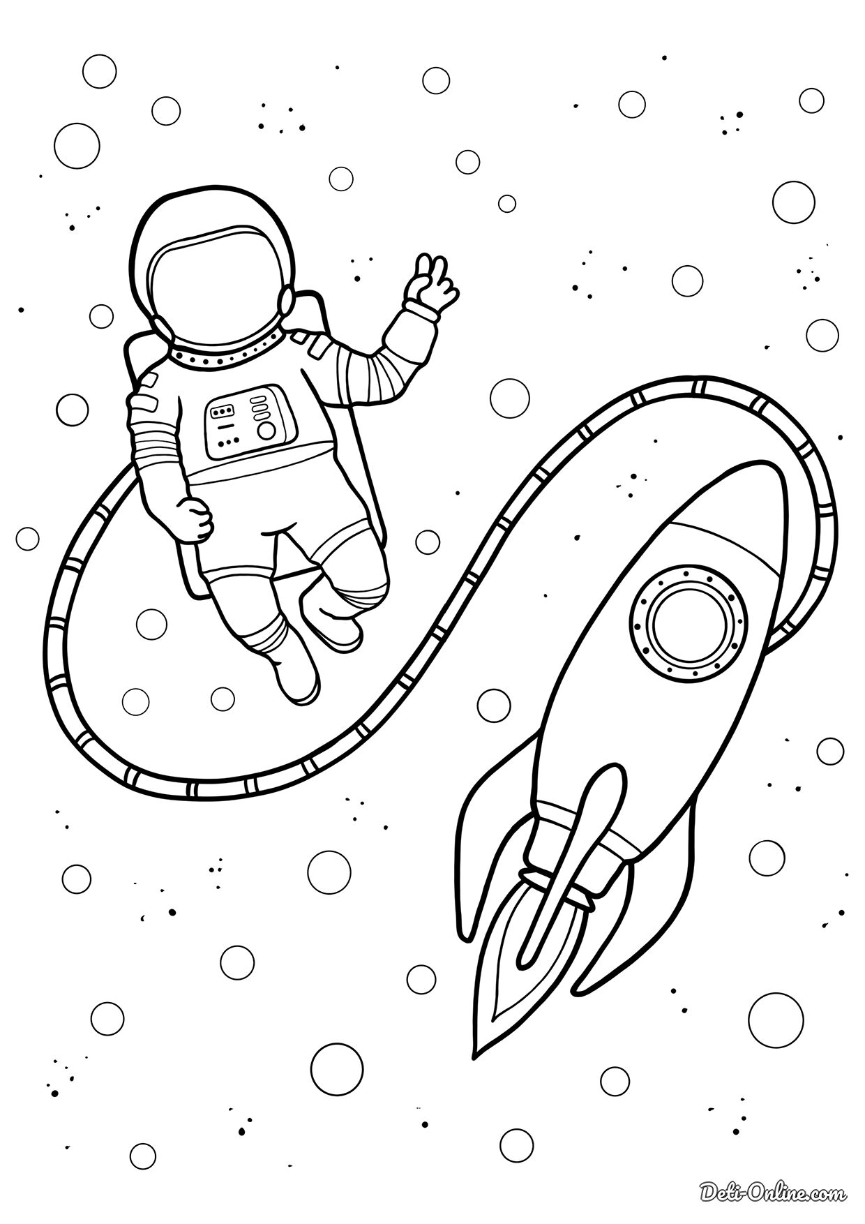 Раскраска Космонавт распечатать бесплатно