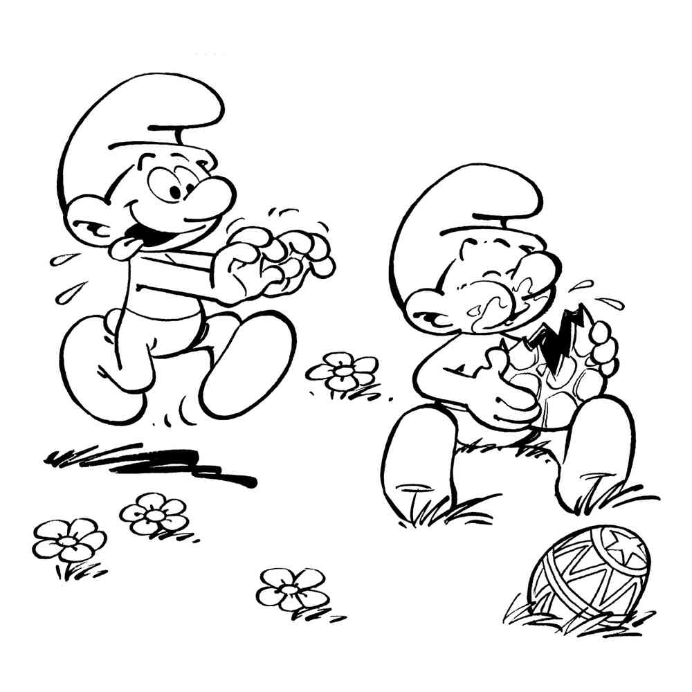 Раскраска Смурфы со сладостями распечатать или скачать