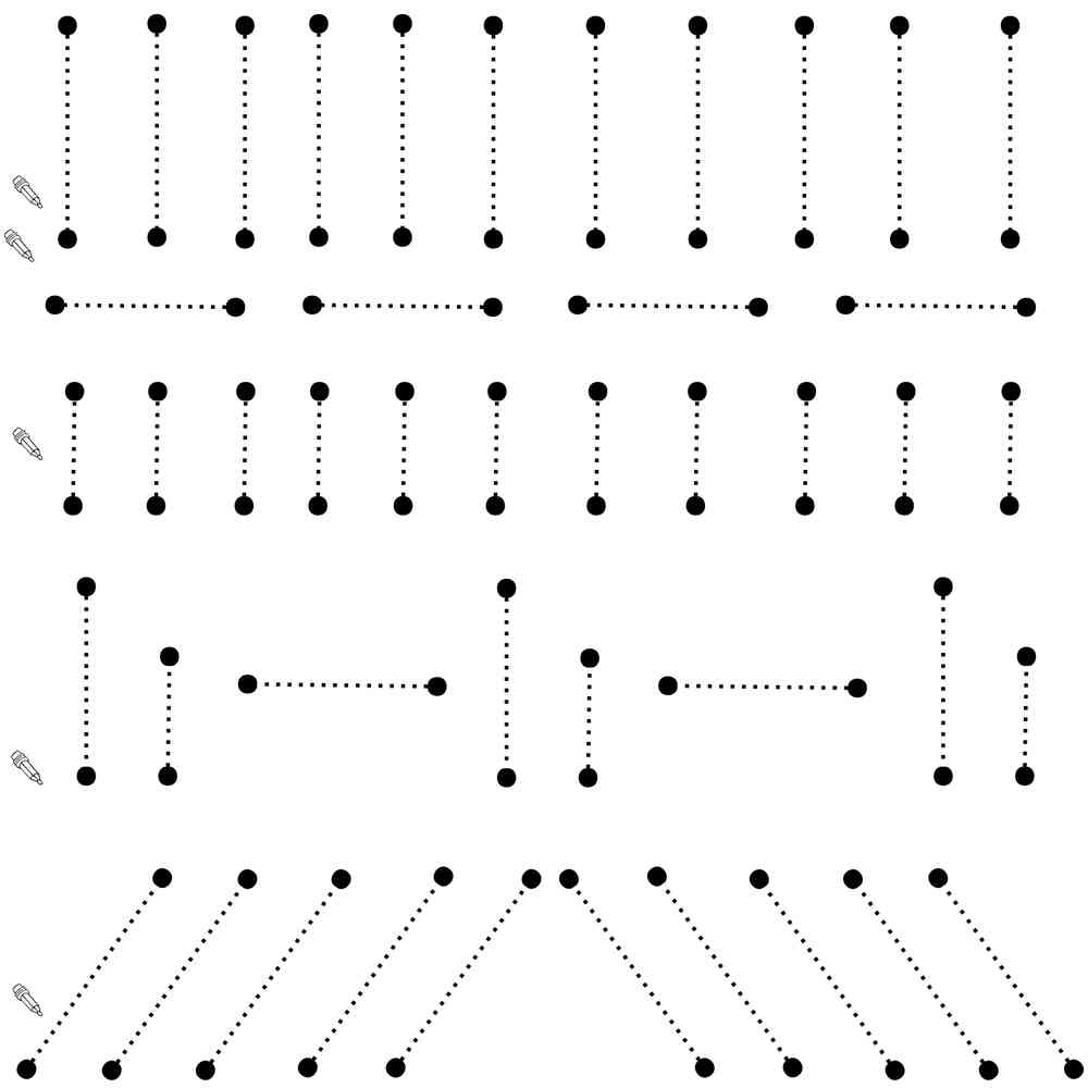 Шаблон Отрезки рисования по точкам | распечатать