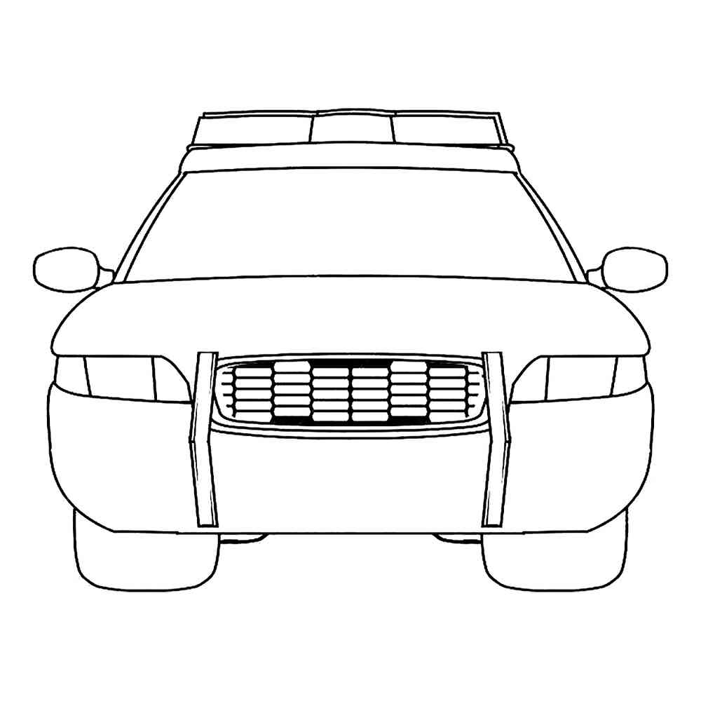 Раскраска Полицейская машина вид спереди | распечатать раскраски для детей
