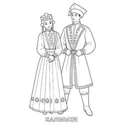 Калмыки в национальном костюме