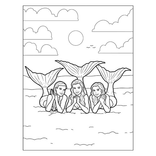 Раскраска Три подружки русалки