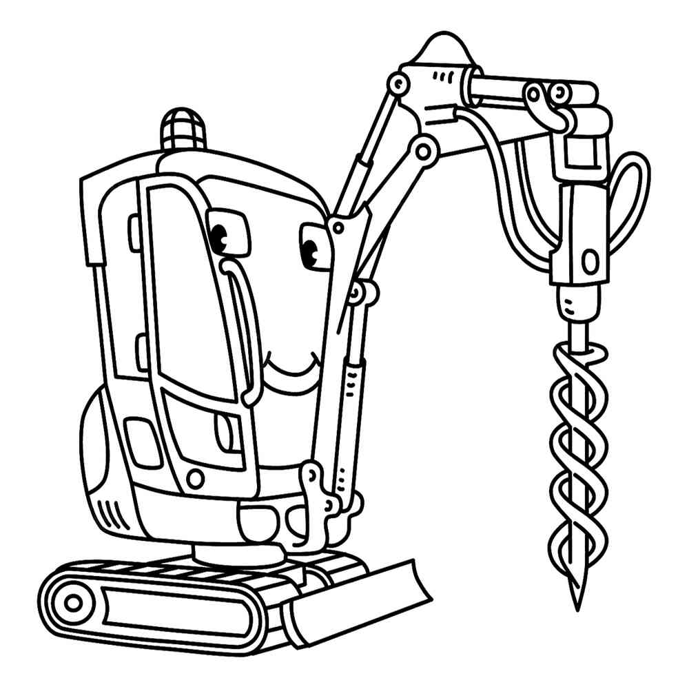 Раскраска Маленькая бурильная машина | распечатать раскраски для детей
