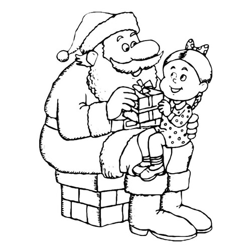 Девочка на коленях у Дедушки Мороза