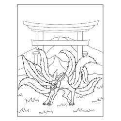Раскраска Курама с девятью хвостами