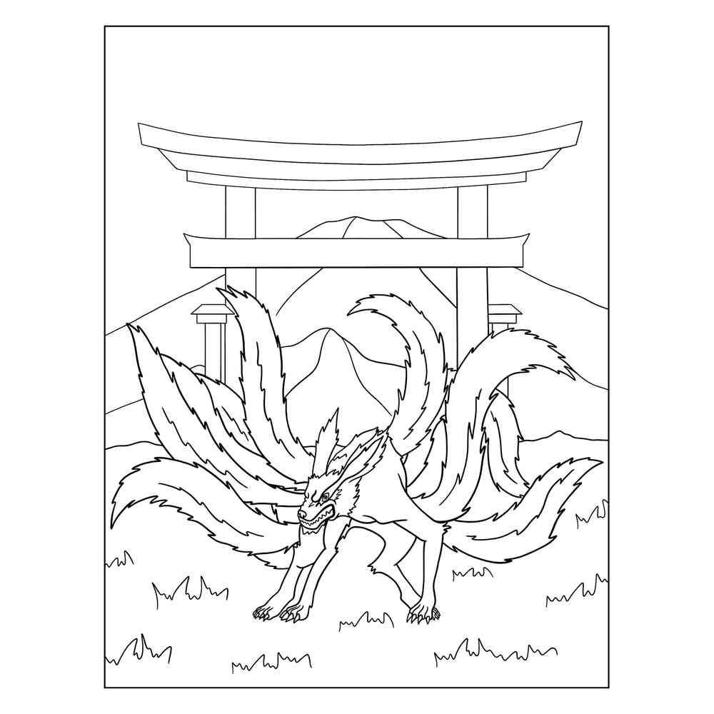 Раскраска Курама с девятью хвостами | распечатать раскраски для детей