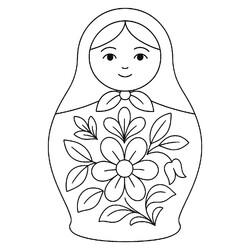 Матрёшка с простым цветком