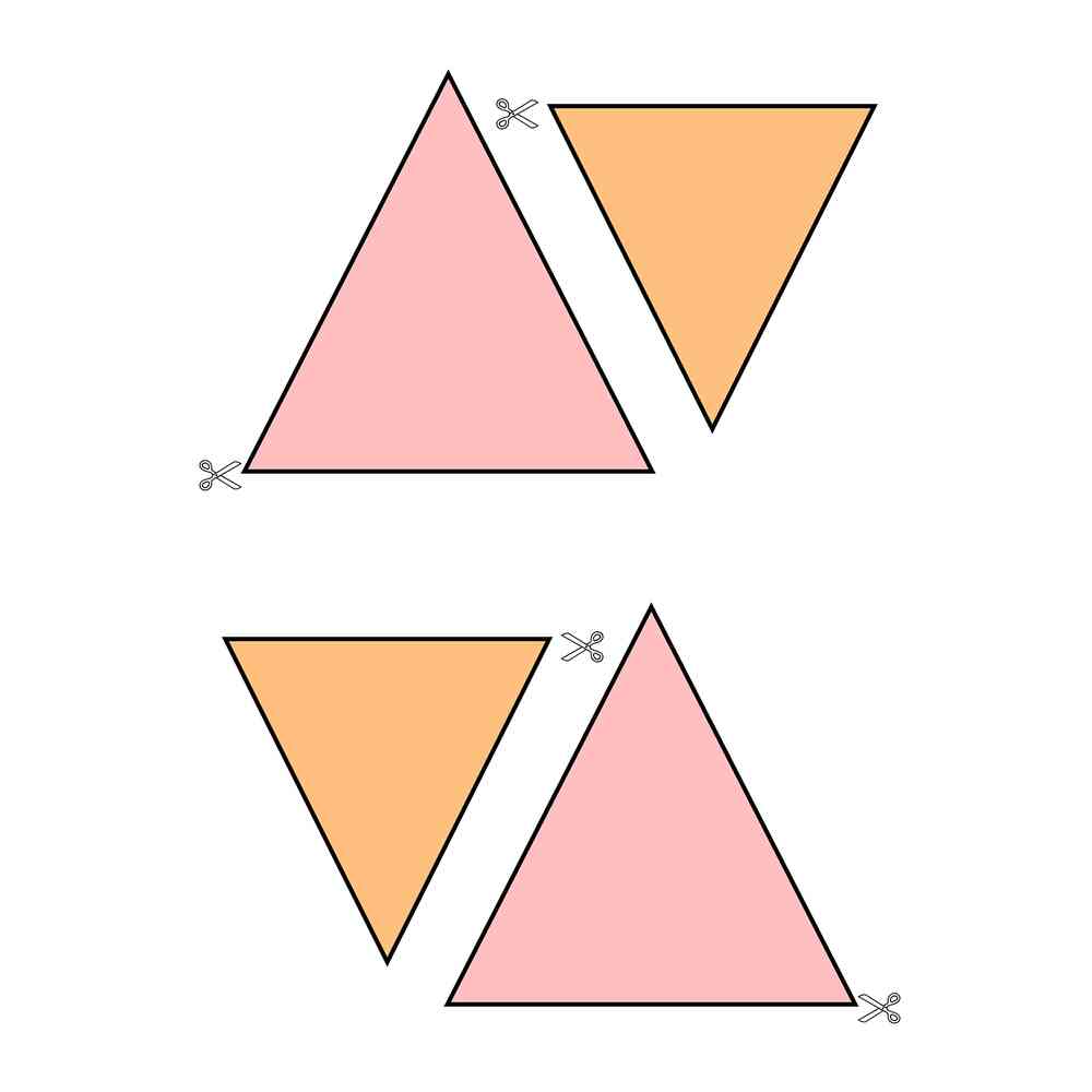 Шаблон Цветные треугольники для вырезания | распечатать