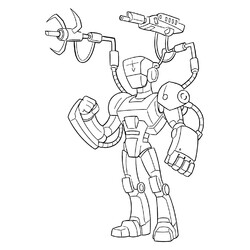 Раскраска Робот с пулемётом и гарпуном