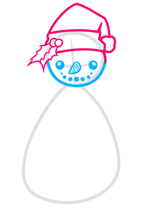 Как нарисовать снежную бабу 4
