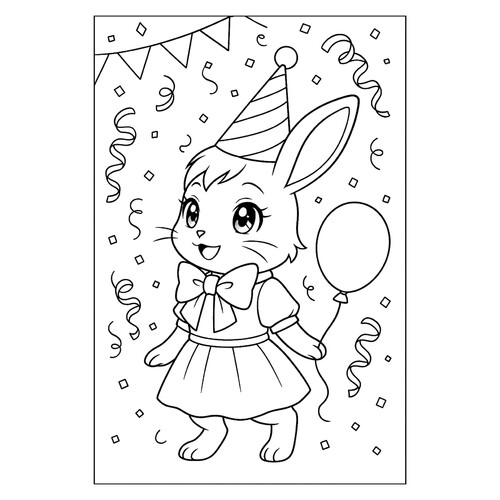 Раскраска Зайчишка собирается на праздник