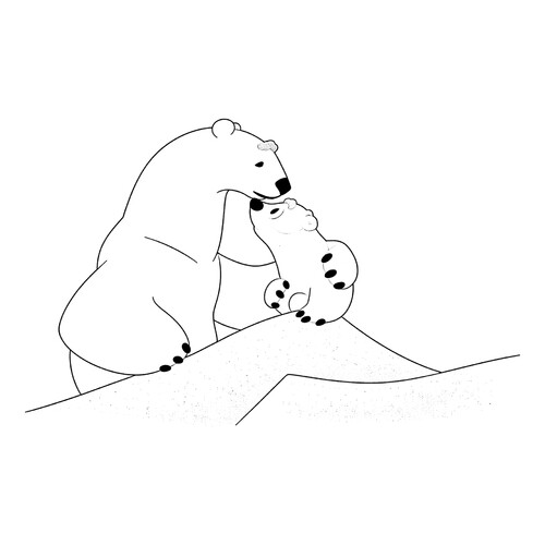 Раскраска Умка на снегу с мамой