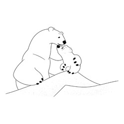 Раскраска Умка на снегу с мамой