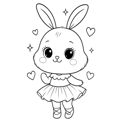 Раскраска Зайка в платье балерины
