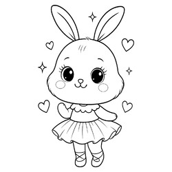 Раскраска Зайка в платье балерины