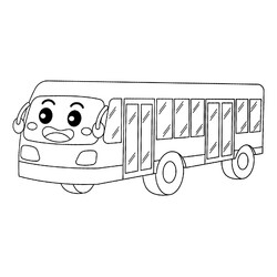 Раскраска Автобус улыбается