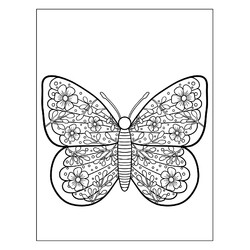 Раскраска Бабочка с крыльями цветочками