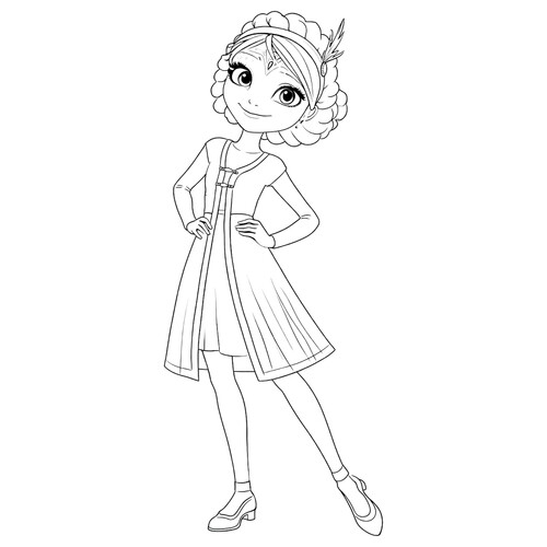 Раскраска Царевна Василиса в костюме ежихи