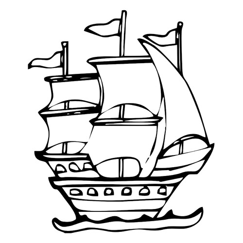 Раскраска Корабль на 23 февраля