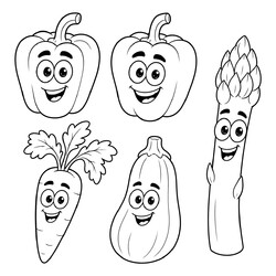 Раскраска Мультяшные овощи