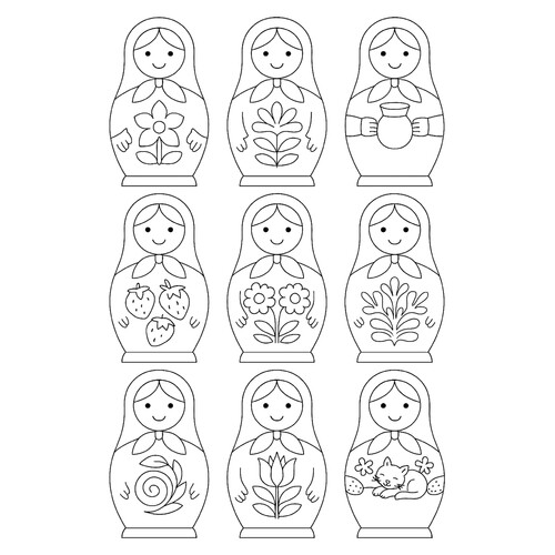 Раскраска Набор матрёшек для малышей