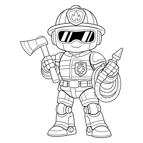Раскраска Робот-пожарный