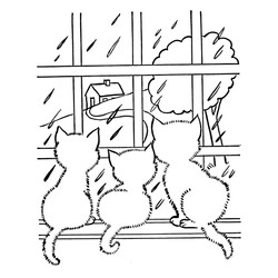Раскраска Котята смотрят в окно