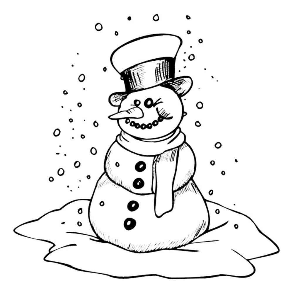 Новогодние картинки раскраски Снеговик