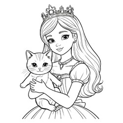 Принцесса и пушистый котёнок
