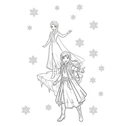 Раскраска Анна и Эльза на льдине