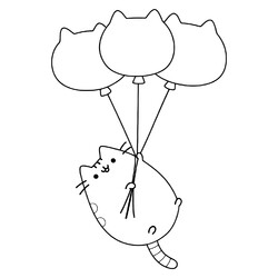 Раскраска Кот Пушин и воздушные шары