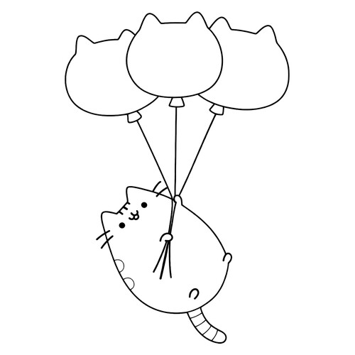 Раскраска Кот Пушин и воздушные шары