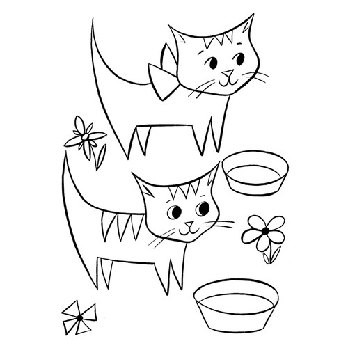 Раскраска Котята и цветы
