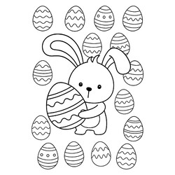Раскраска Пасхальный кролик с яйцами для малышей