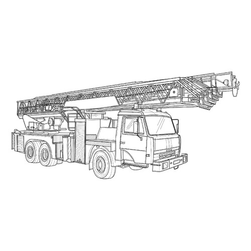 Раскраска Пожарный подъёмно-спасательный автомобиль